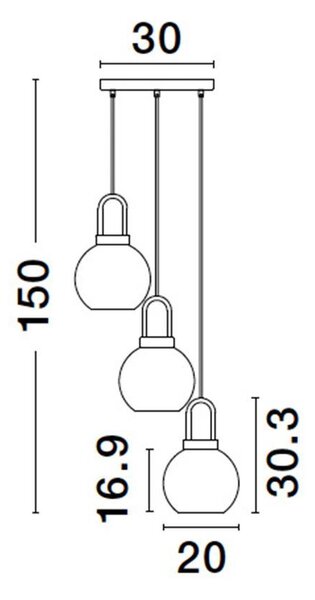 Nova Luce Závěsné svítidlo IRVINE čiré sklo černý kabel mosazný zlatý kov E27 3x12W