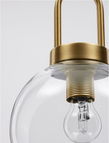 Nova Luce Závěsné svítidlo IRVINE čiré sklo černý kabel mosazný zlatý kov E27 1x12W