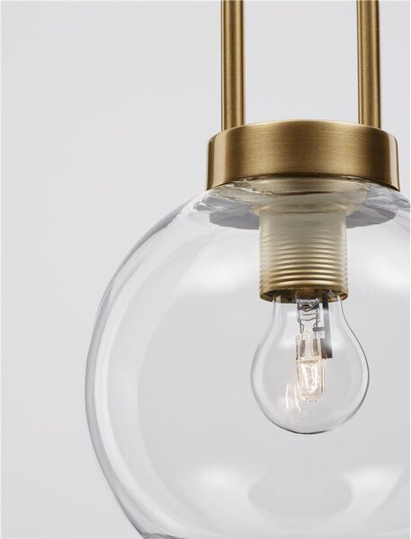 Nova Luce Závěsné svítidlo IRVINE čiré sklo černý kabel mosazný zlatý kov E27 1x12W