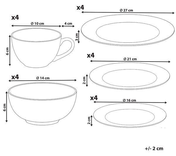 Sada 20 kusů nádobí LEMONGRASS Porcelán Bílá/Zelená