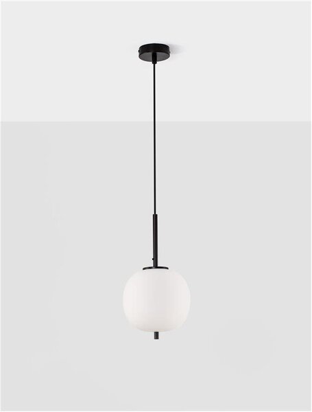 Nova Luce Závěsné svítidlo LATO černý kov a opálové sklo E14 1x5W