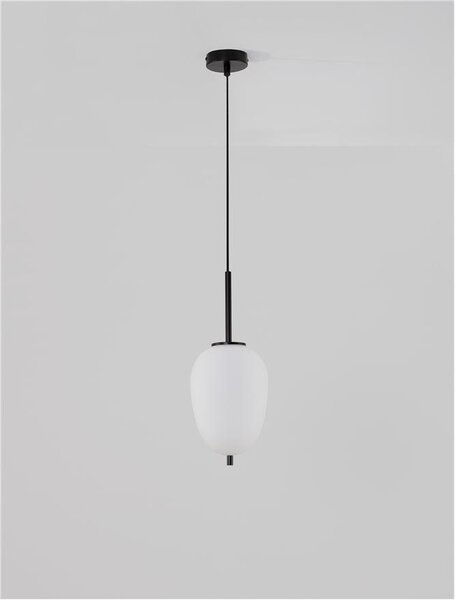 Nova Luce Závěsné svítidlo LATO černý kov a opálové sklo E14 1x5W