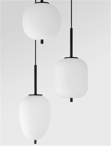 Nova Luce Závěsné svítidlo LATO černý kov a opálové sklo E14 3x5W