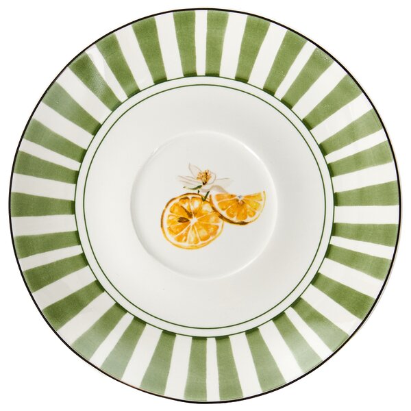 Sada 20 kusů nádobí LEMONGRASS Porcelán Bílá/Zelená