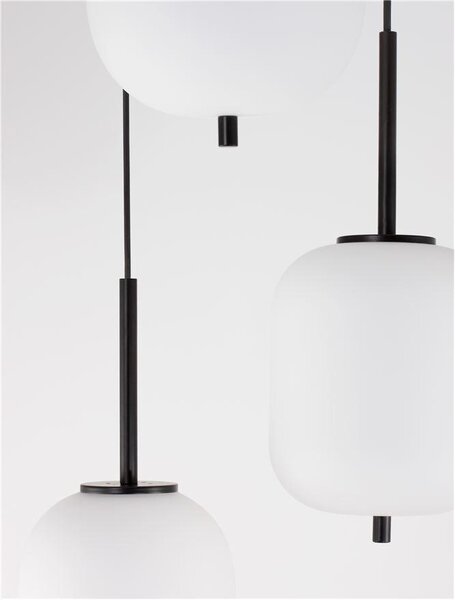 Nova Luce Závěsné svítidlo LATO černý kov a opálové sklo E14 3x5W