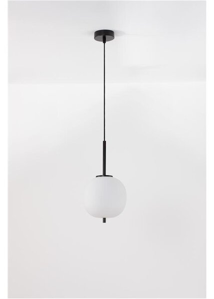 Nova Luce Závěsné svítidlo LATO černý kov a opálové sklo E14 1x5W