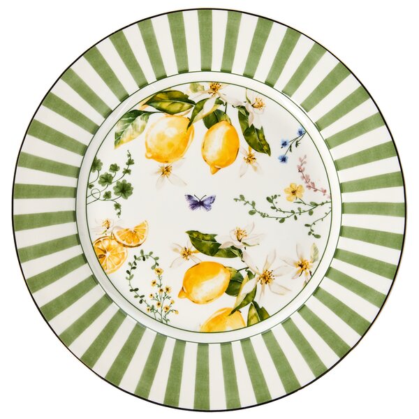 Sada 20 kusů nádobí LEMONGRASS Porcelán Bílá/Zelená