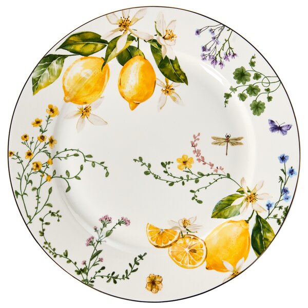 Sada 20 kusů nádobí LEMONGRASS Porcelán Bílá/Zelená