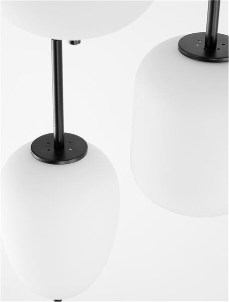 Nova Luce Závěsné svítidlo LATO černý kov a opálové sklo E14 3x5W