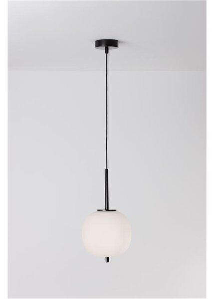 Nova Luce Závěsné svítidlo LATO černý kov a opálové sklo E14 1x5W