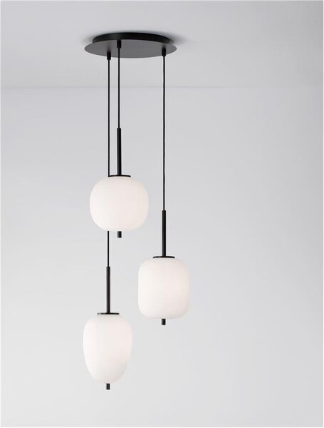 Nova Luce Závěsné svítidlo LATO černý kov a opálové sklo E14 3x5W