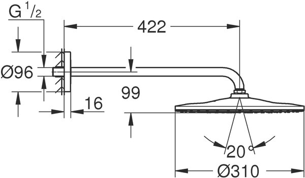 Grohe Rainshower hlavová sprchá s ramenem 31x31 cm kulatý || 26558GN0