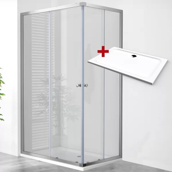 POINT ROCKY 90x80 Clear Obdélníkový sprchový kout s mramorovou vaničkou