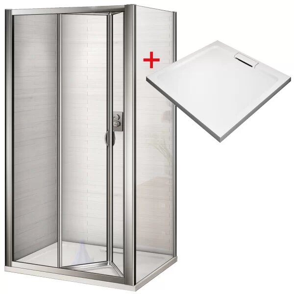 WRITE HARD 80x80 Sprchový kout se zalamovacími dveřmi a mramorovou vaničkou