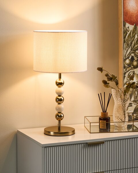 Stolní lampa LOKY Kov Mosazná/Béžová