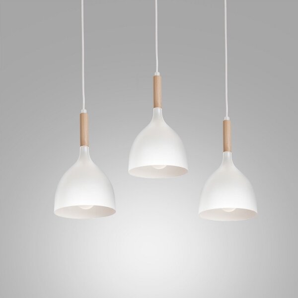 Lustr na lanku NOAK WOOD 3xE27/15W/230V bílá/buk