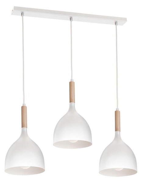 Lustr na lanku NOAK WOOD 3xE27/15W/230V bílá/buk