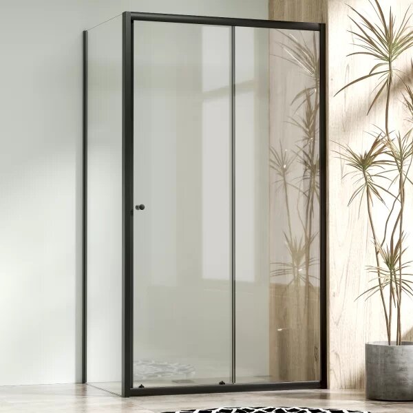 NICOL COMBI Black 100x100 čiré Sprchový kout s posuvnými dveřmi