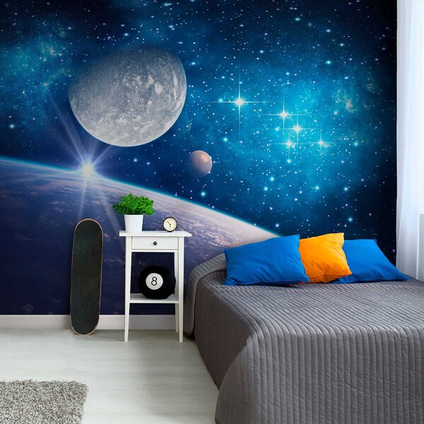 Fototapeta Planeta a Měsíc ve vesmíru, Designové fototapety na zeď, Populární fototapety, u57785 - Tapeko.co.cz
