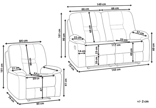 Manuálně polohovatelná obývací sestava 3místná BERGEN Tkanina Taupe
