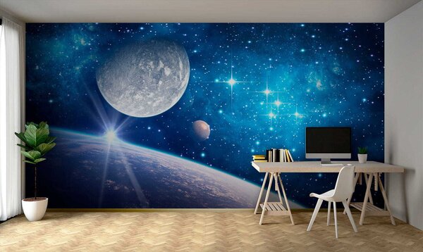 Fototapeta Planeta a Měsíc ve vesmíru, Designové fototapety na zeď, Populární fototapety, u57785 - Tapeko.co.cz