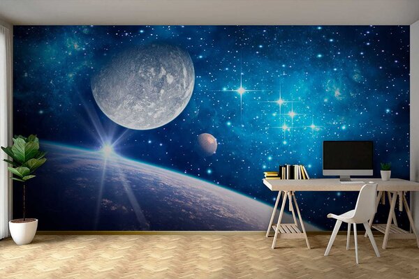 Fototapeta Planeta a Měsíc ve vesmíru, Designové fototapety na zeď, Populární fototapety, u57785 - Tapeko.co.cz