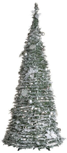 Zasněžený umělý vánoční stromeček Skládací LED FIRVANA 185 cm Bílá
