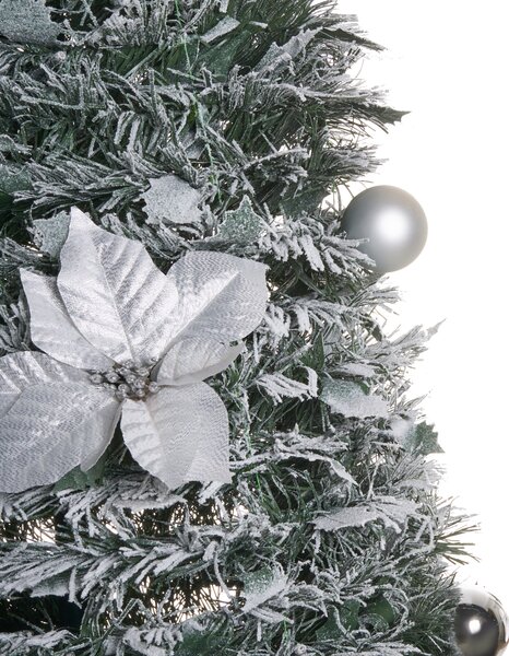 Zasněžený umělý vánoční stromeček Skládací LED FIRVANA 185 cm Bílá