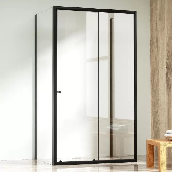 NICOL COMBI II Black 80x100x80 Čiré Sprchový kout s posuvnými dveřmi
