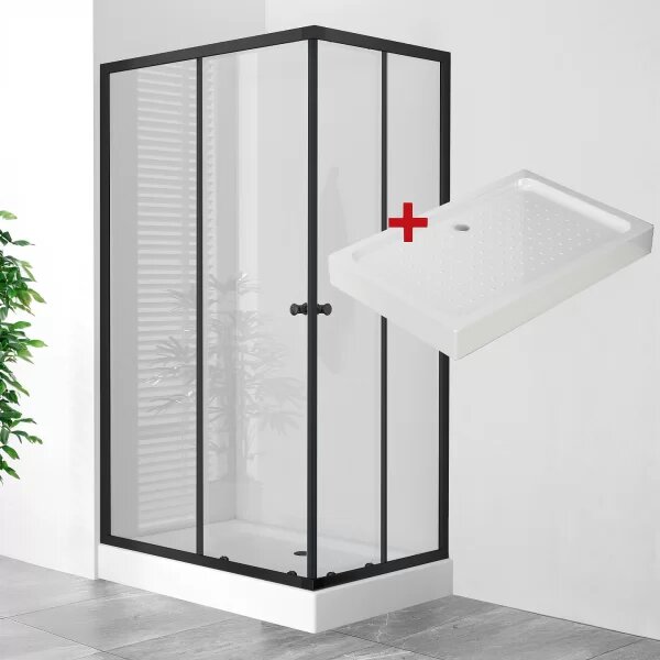 POINT BLACK LOR 100x80 Clear Obdélníkový sprchový kout s akrylátovou vaničkou
