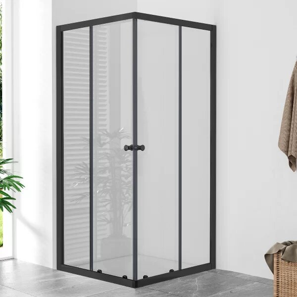 POINT Q BLACK 80x80 Clear Čtvercová sprchová zástěna