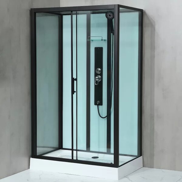 GLASS 100x80x225 Černý Masážní sprchový box obdélníkový