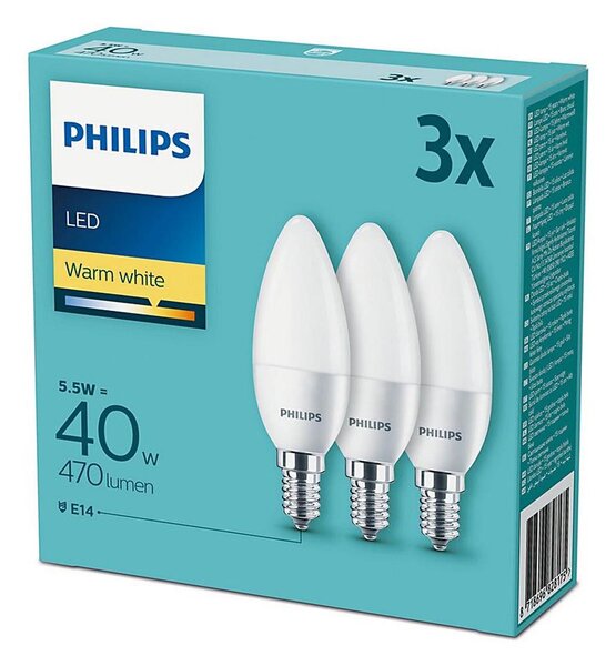 Sada 3x LED Žárovka Philips E14/5,5W/230V 2700K
