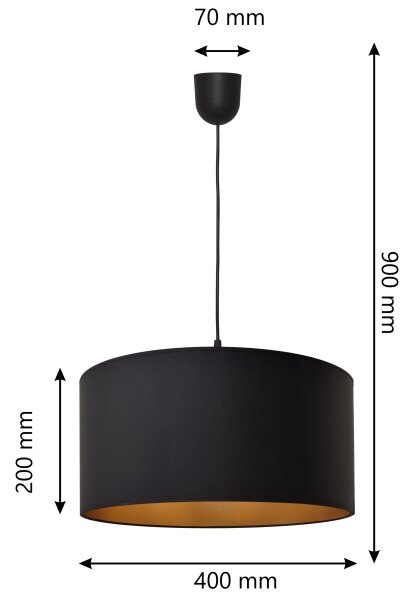 Lustr na lanku ALBA 1xE27/15W/230V pr. 40 cm černá/zlatá