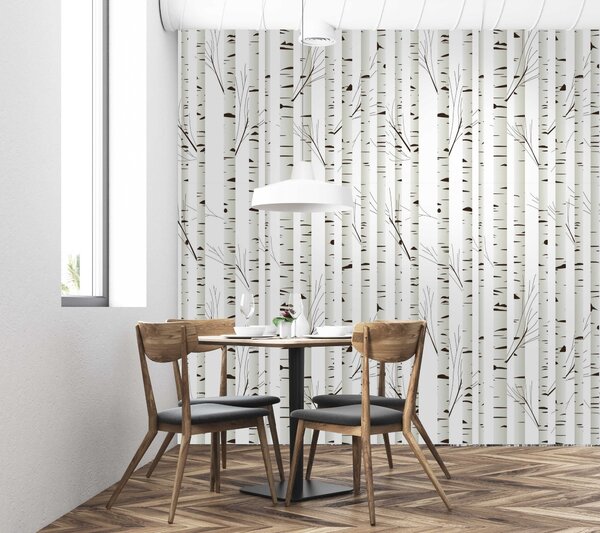 Fototapeta Bílý a hnědý pruhovaný závěs, Lesní fototapety, Populární fototapety, u58973 - Tapeko.co.cz