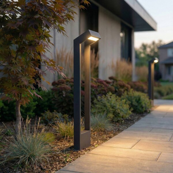 Arcchio LED osvětlení cesty Kovato, výška 95 cm, tmavě šedé, IP65, Hliník / šedá / zinek, kov, Moderní