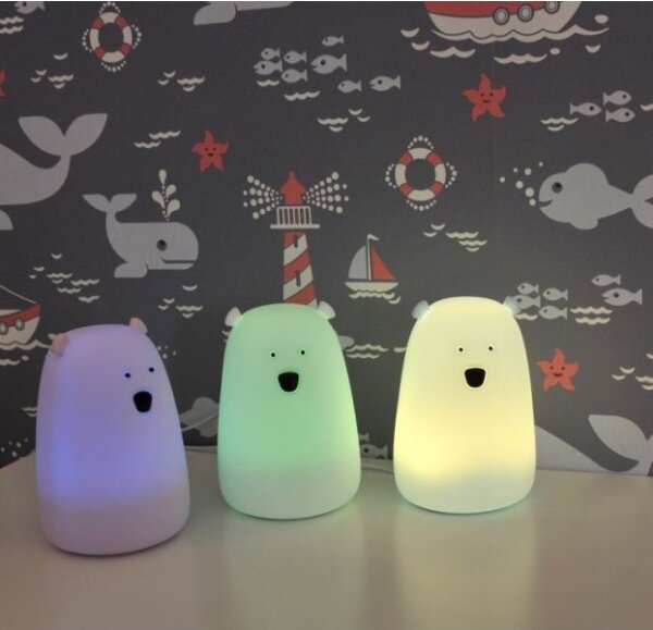 LED RGB Dětská dotyková lampička BEAR LED/0,8W/5V růžová + USB