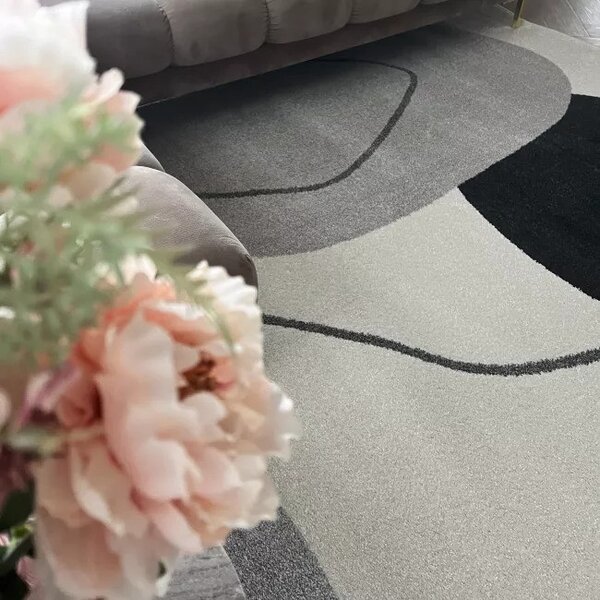 Makro Abra Moderní kusový koberec LUCY NP33B krémový béžový černý Rozměr: 80x150 cm