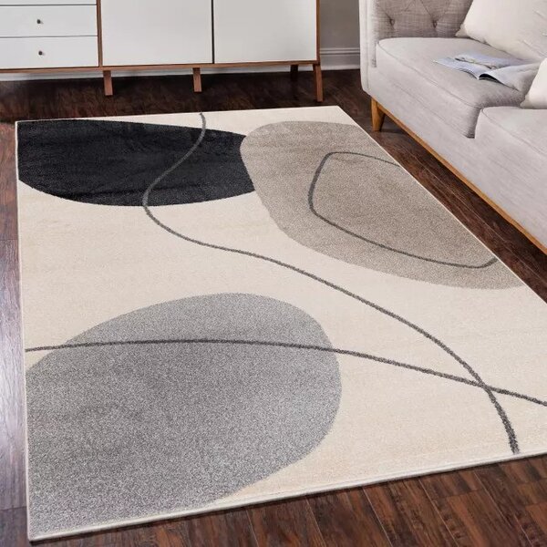 Makro Abra Moderní kusový koberec LUCY NP33B krémový béžový černý Rozměr: 80x150 cm