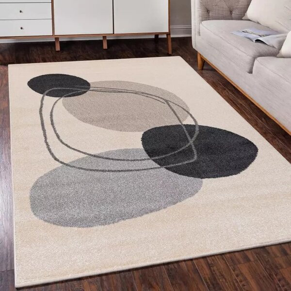 Makro Abra Moderní kusový koberec LUCY NP34B krémový béžový šedý černý Rozměr: 80x150 cm