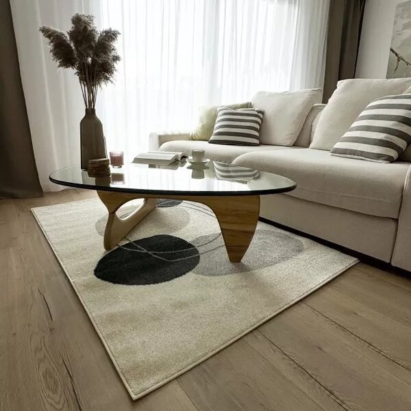 Makro Abra Moderní kusový koberec LUCY NP34B krémový béžový šedý černý Rozměr: 80x150 cm