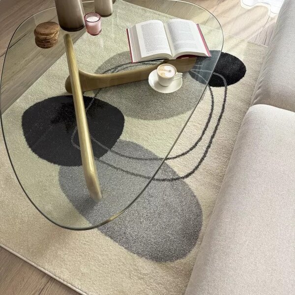 Makro Abra Moderní kusový koberec LUCY NP34B krémový béžový šedý černý Rozměr: 80x150 cm