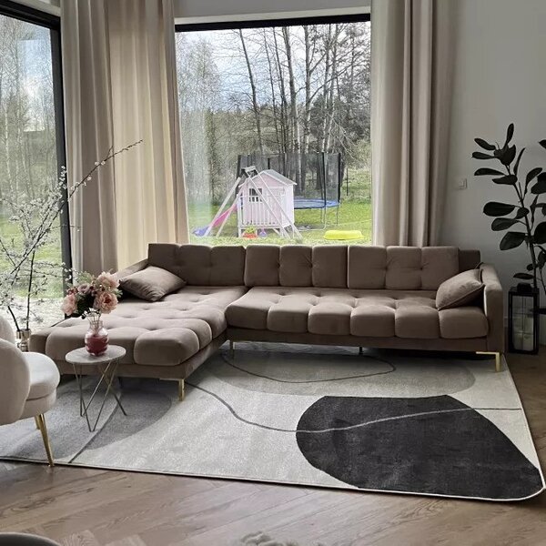 Makro Abra Moderní kusový koberec LUCY NP33B krémový béžový černý Rozměr: 80x150 cm