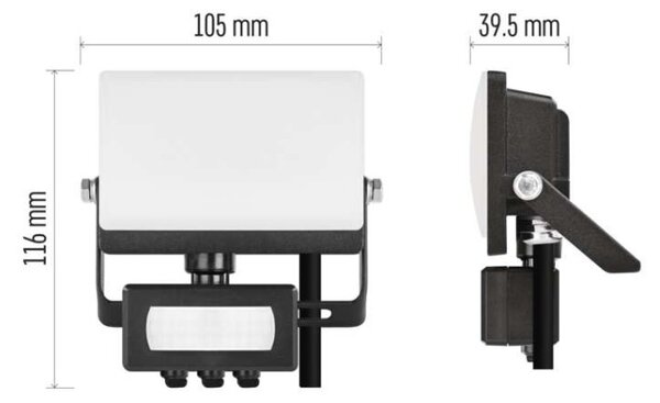 EMOS Lighting LED reflektor TAMBO EVO se senzorem pohybu, 10 W, 1000 lm, IP44, černý