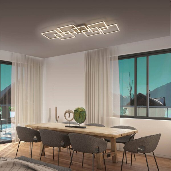 Q-Smart-Home Paul Neuhaus Q-INIGO LED stropní světlo 107 cm, stmívatelný, Hliník / šedá / zinek, Obývací pokoj / jídelna, Hliník, Moderní