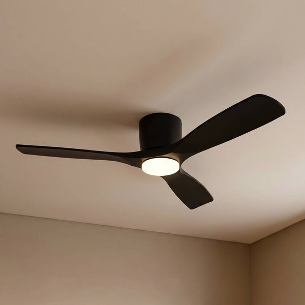 Lucande Smart LED stropní ventilátor Moneno, černý, DC, Tuya, stmívatelný, Černá, Obývací pokoj / jídelna, kov, Moderní