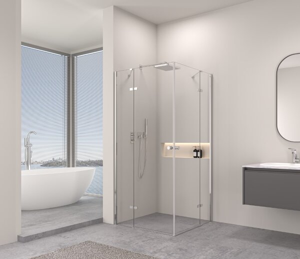 Erga Bern Double, sprchový kout s 2-křídlými dveřmi 70(dveře) x 70(dveře) x 195 cm, 6mm čiré sklo, chromový profil, ERG-V02-BERN-D070D070-CL-CR