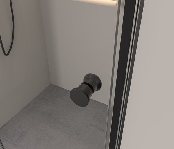 Erga Bern Double, sprchový kout s 2-křídlými dveřmi 70(dveře) x 70(dveře) x 195 cm, 6mm čiré sklo, černý profil, ERG-V02-BERN-D070D070-CL-BK