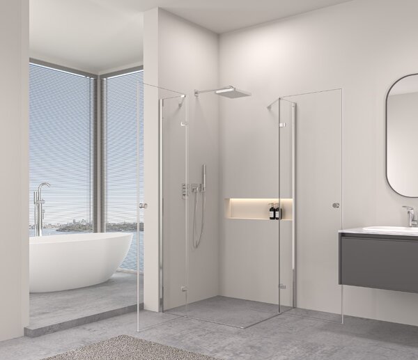 Erga Bern Double, sprchový kout s 2-křídlými dveřmi 70(dveře) x 70(dveře) x 195 cm, 6mm čiré sklo, chromový profil, ERG-V02-BERN-D070D070-CL-CR