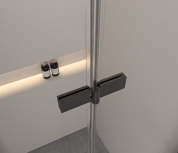 Erga Bern Double, sprchový kout s 2-křídlými dveřmi 70(dveře) x 70(dveře) x 195 cm, 6mm čiré sklo, černý profil, ERG-V02-BERN-D070D070-CL-BK